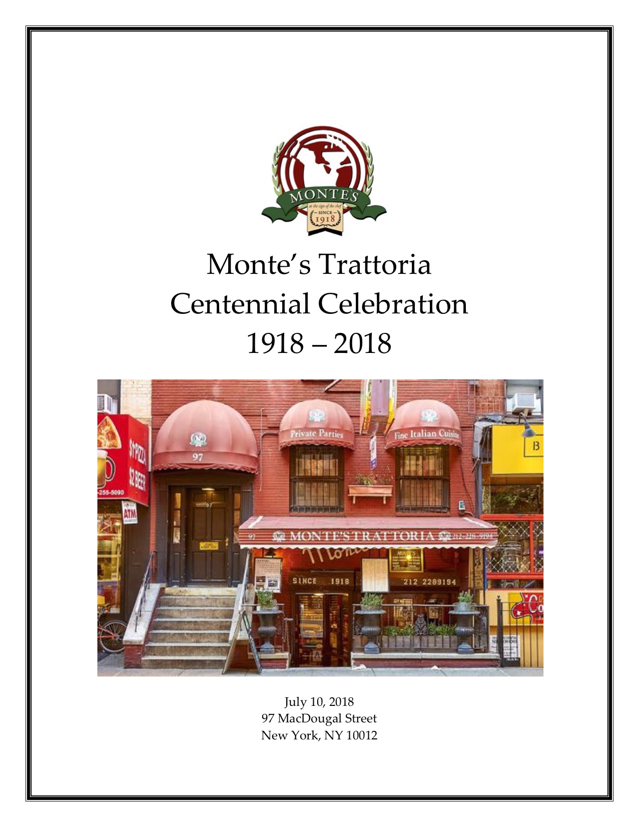 Monte’s Trattoria Centennial Celebration